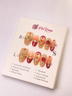 Golden Rose Gem Press-On Acrylic Nails – Short Oval Shape