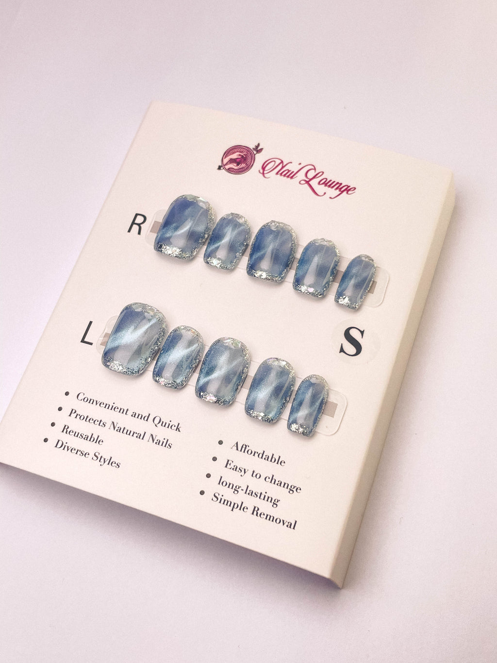 Icy Blue Ocean Press-On Acrylic Nails – New Short Square Shape