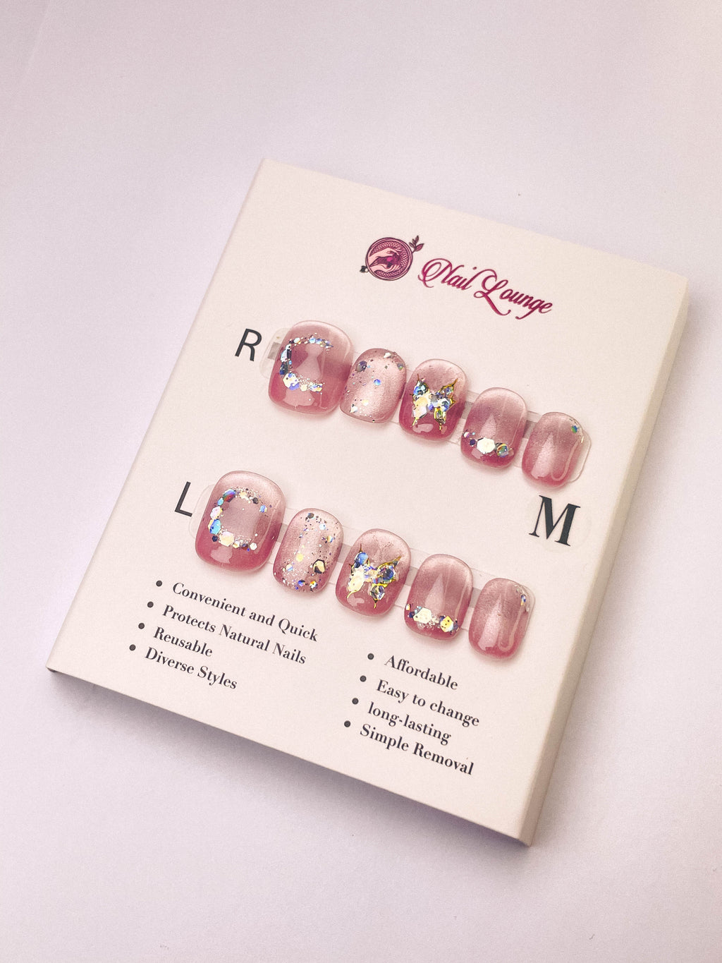 Crystal Color Butterfly Press-On Acrylic Nails – Short Round Shape