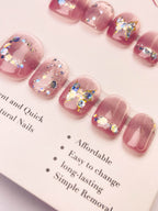 Crystal Color Butterfly Press-On Acrylic Nails – Short Round Shape