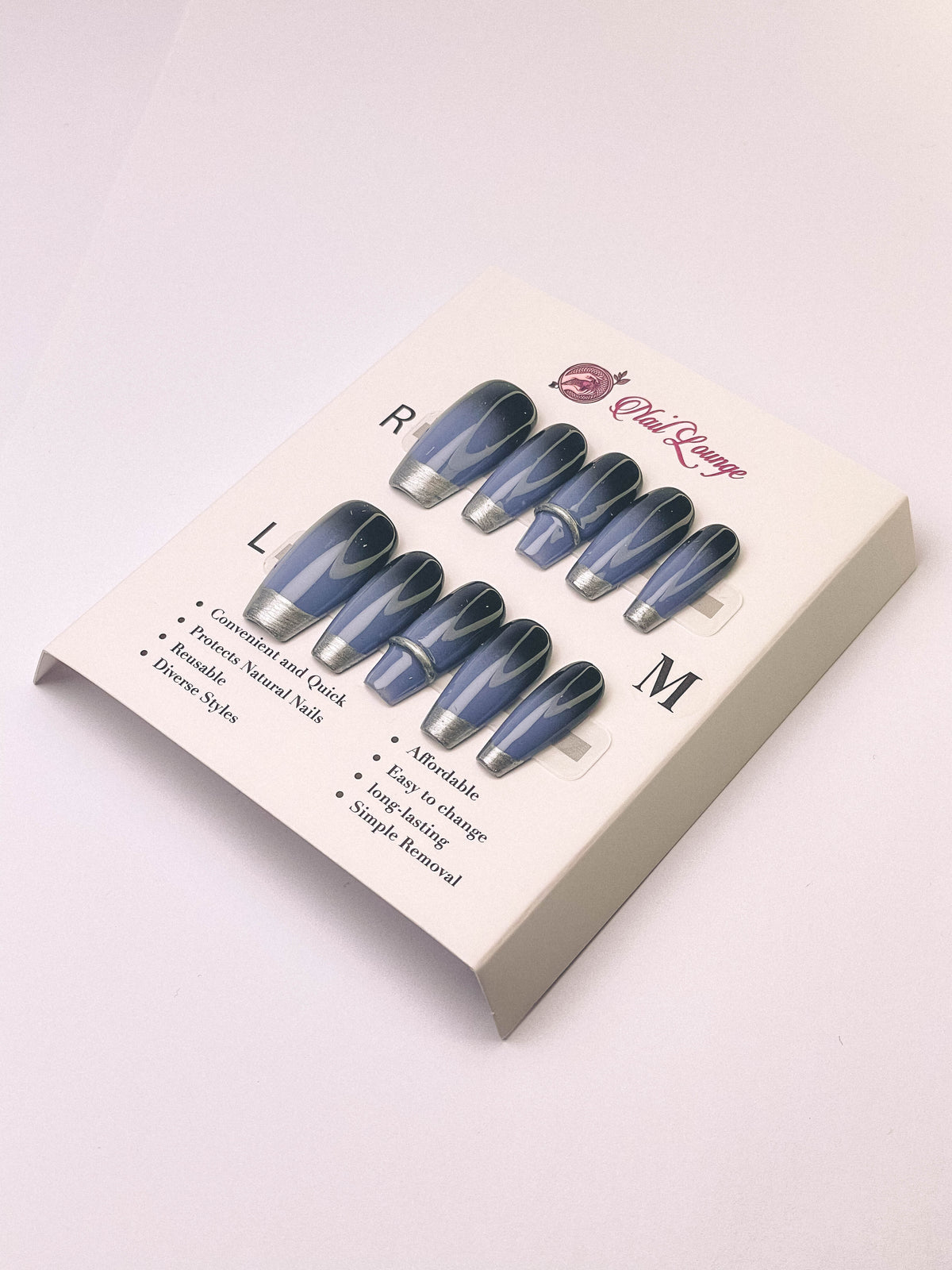 Metallic Gradient Press-On Acrylic Nails – Medium Coffin Shape