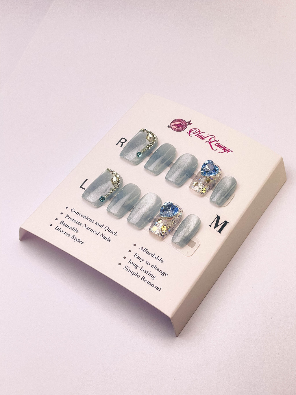 Glacier Love Press-On Acrylic Nails – New Medium Square Shape