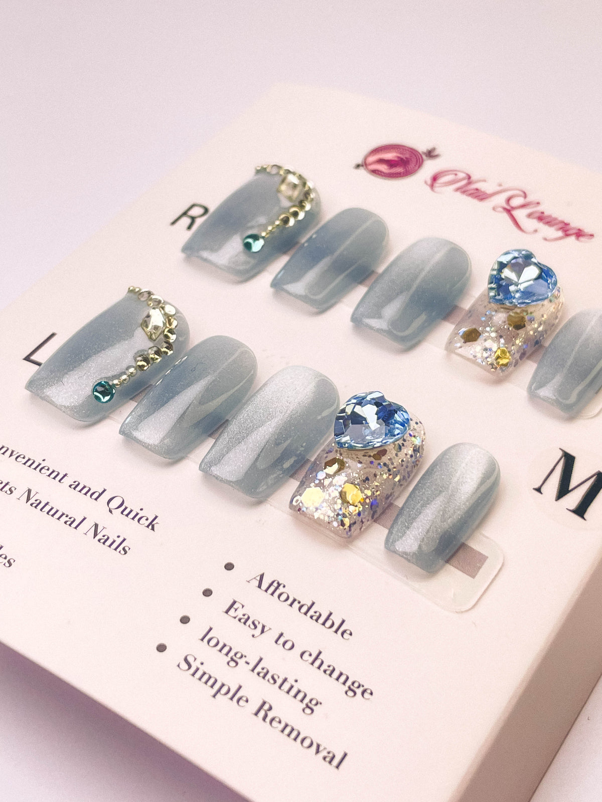 Glacier Love Press-On Acrylic Nails – New Medium Square Shape