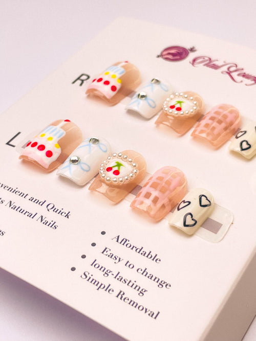 Birthday Party Press-On Acrylic Nails – XS Coffin Shape