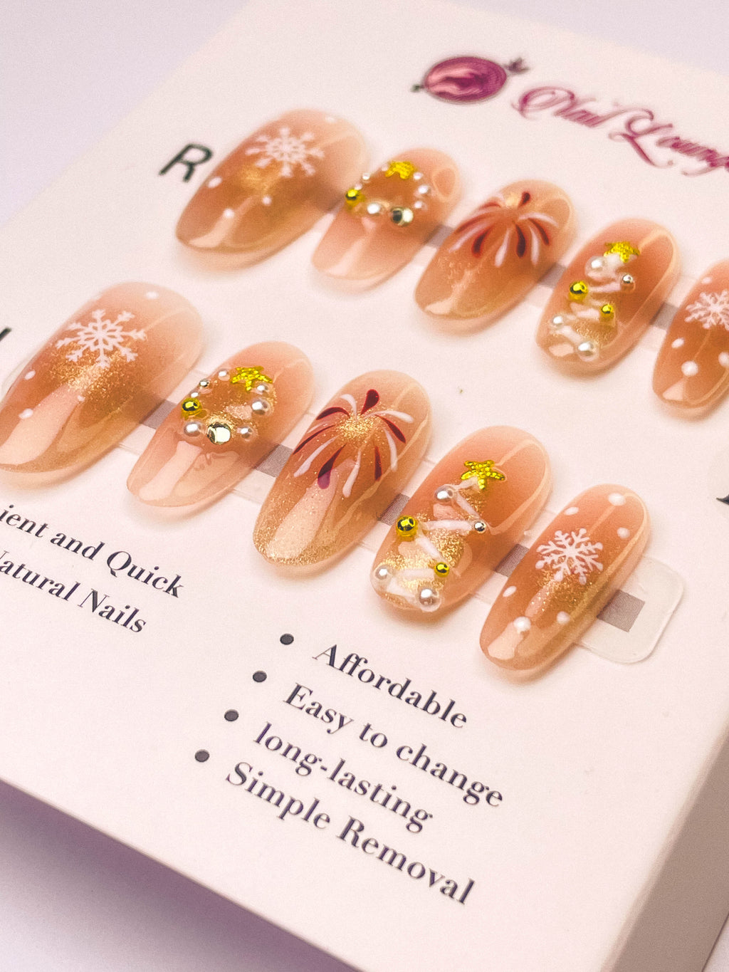 Christmas Fireworks Press-On Acrylic Nails – Almond Shape