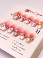 Cherry Blossom Cat Eye Press-On Acrylic Nails – Short Coffin Shape