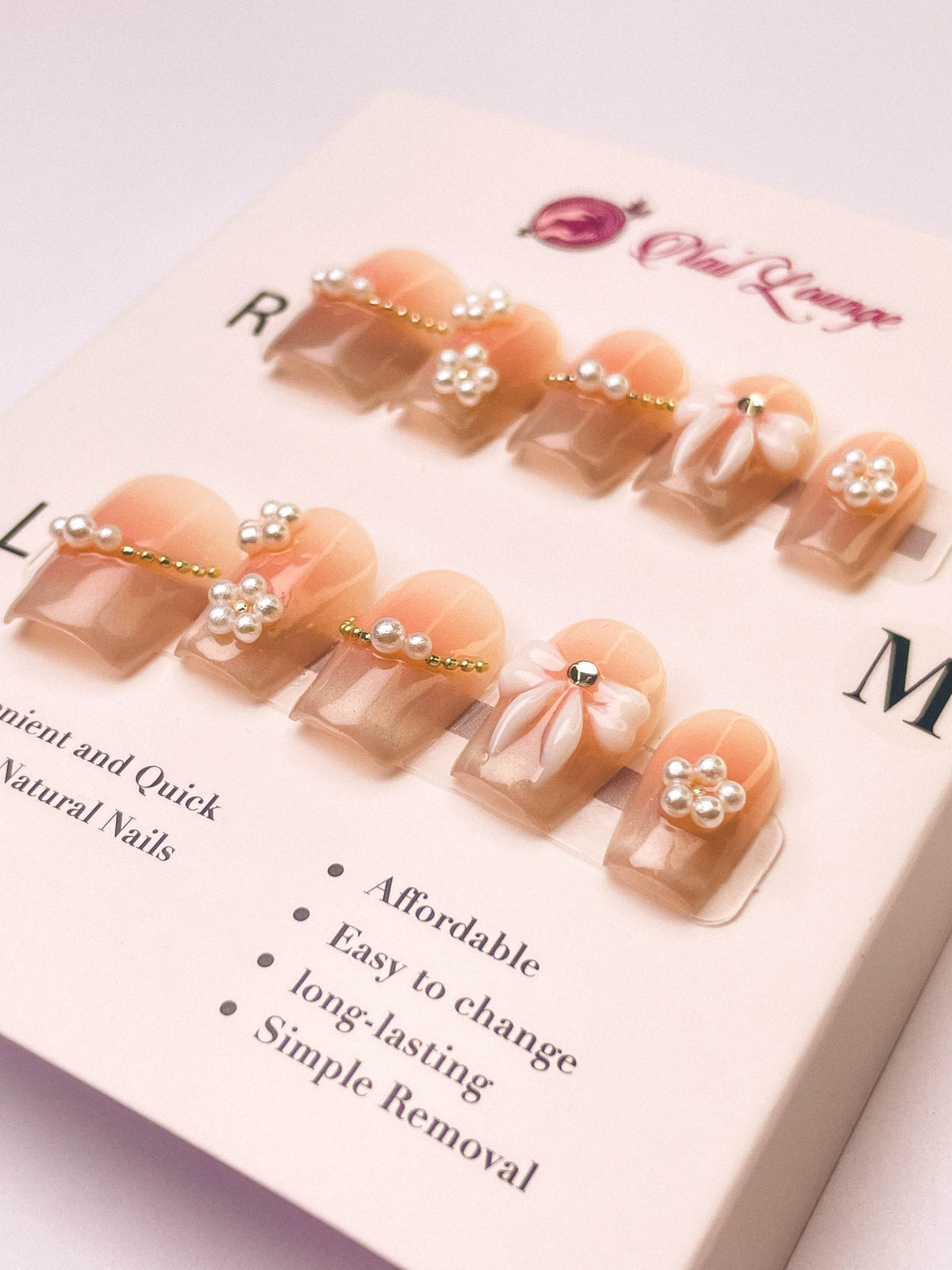 Frosted Butterfly Press-On Acrylic Nails – XS Coffin Shape