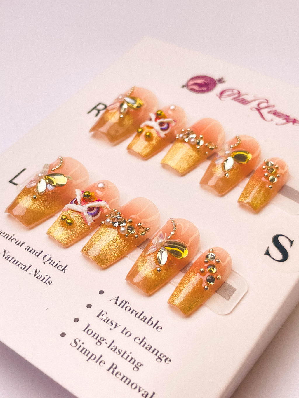 Butterfly Lion Dance Press-On Acrylic Nails – XS Coffin Shape