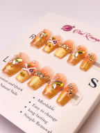 Butterfly Lion Dance Press-On Acrylic Nails – XS Coffin Shape
