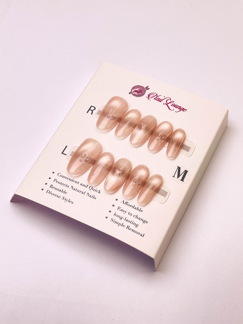 Beating Heart Press-On Acrylic Nails – Medium Coffin Shape