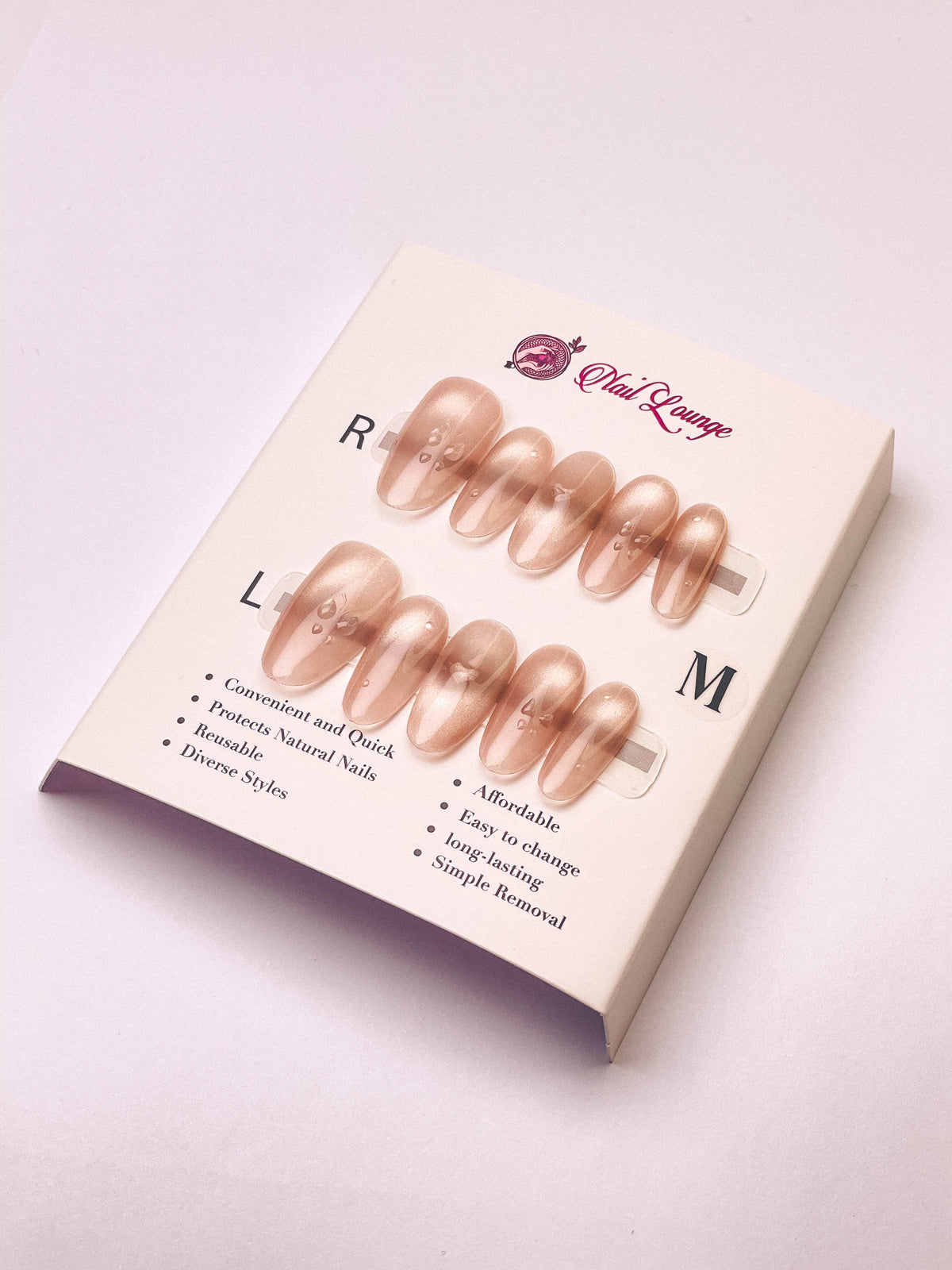 Beating Heart Press-On Acrylic Nails – Medium Coffin Shape