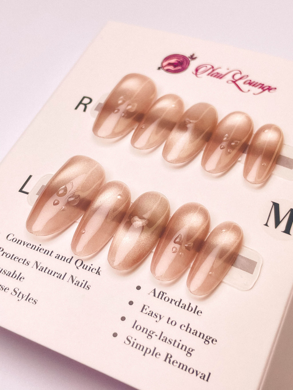Beating Heart Press-On Acrylic Nails – Medium Coffin Shape