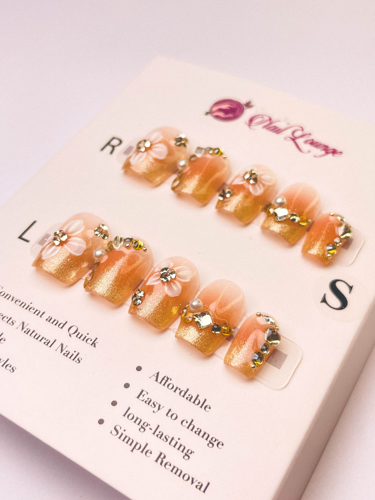 Petal Moon Shadow Press-On Acrylic Nails – XS Coffin Shape