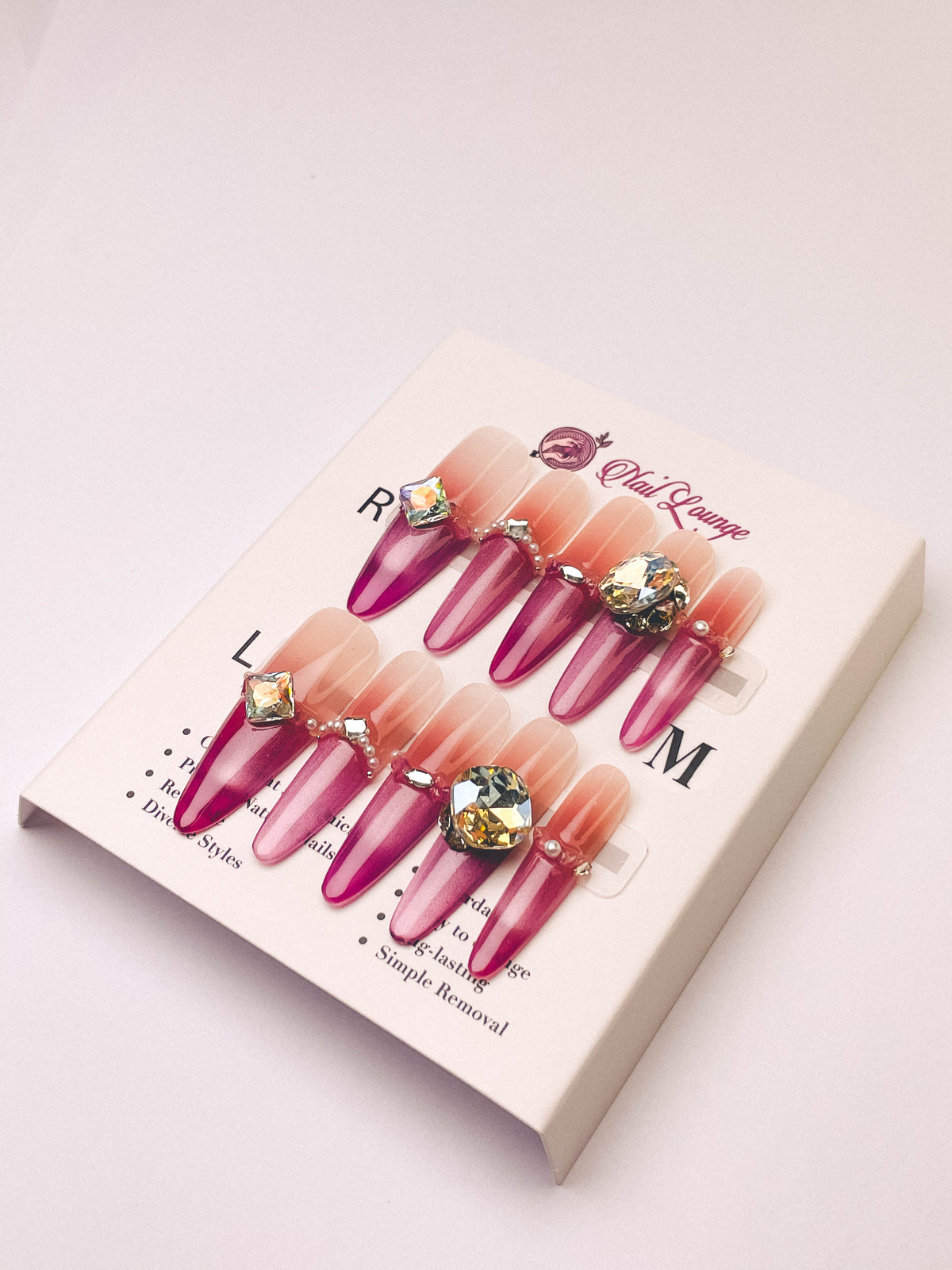 Milky Mist Rose Press-On Acrylic Nails – Thin Long Stiletto Shape