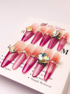 Milky Mist Rose Press-On Acrylic Nails – Thin Long Stiletto Shape