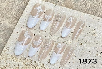 White French & Lace Butterfly Almond