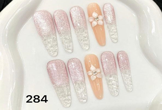 Pink Cat-Eye Ice French & Floral Almond