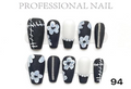 Matte Black Floral & Stitch Coffin
